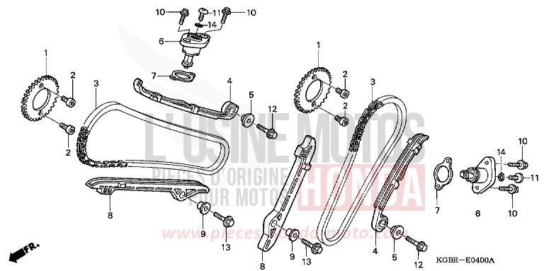 CHAINE A CAMES/TENDEUR de Shadow VT125C SPANGLE SILVER METALLIC (NHA49) 2006